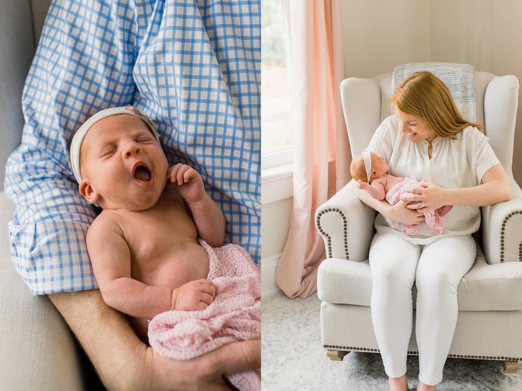 newborn baby girl yawn