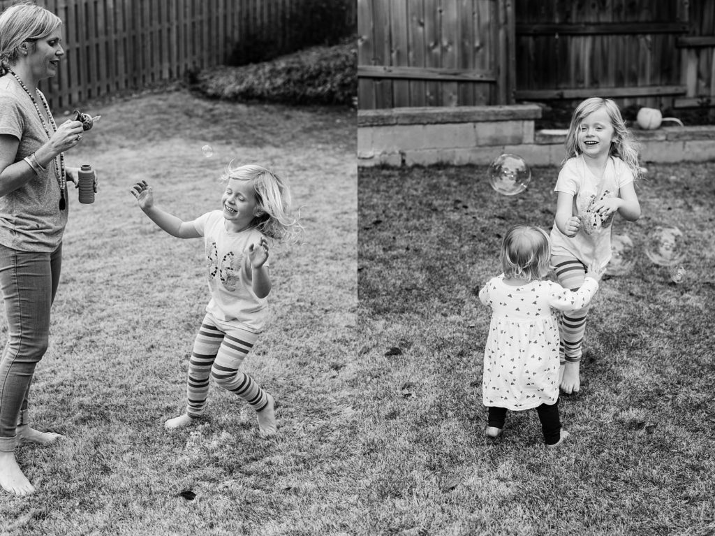 sisters playing outside