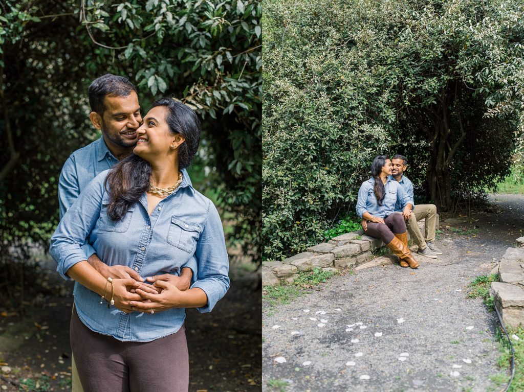 Engaged couple in garden