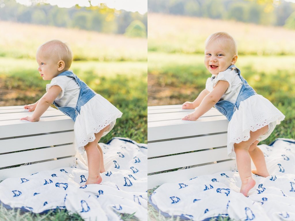 9 month old baby sunflower fields photo session